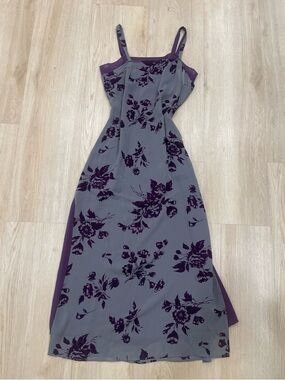 INC International Concepts purple + gray floral maxi dress. Size: 4